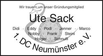 Traueranzeige von Ute Sack von Holsteinischer Courier