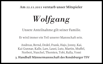 Traueranzeige von Wolfgang  von Landeszeitung