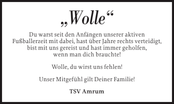 Traueranzeige von Wolle  von Der Insel-Bote