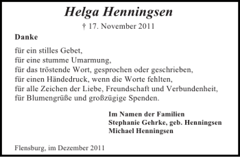 Traueranzeige von   von Flensburger Tageblatt