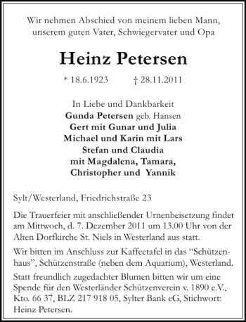 Traueranzeige von   von Sylter Rundschau