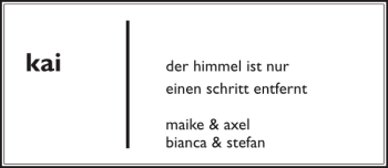 Traueranzeige von kai  von Sylter Rundschau