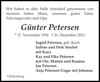 Traueranzeige von   von Flensburger Tageblatt