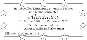 Traueranzeige von Alexandra  von Pinneberger Tageblatt