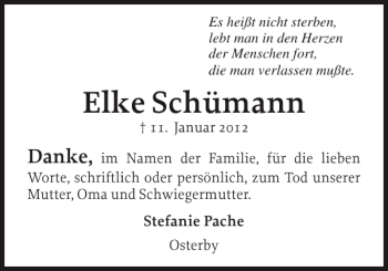 Traueranzeige von Elke Schümann von Eckernförder Zeitung