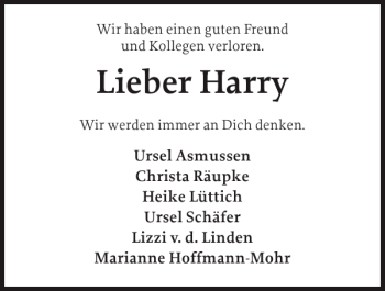 Traueranzeige von Harry  von Eckernförder Zeitung