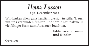 Traueranzeige von Heinz  von Flensburger Tageblatt