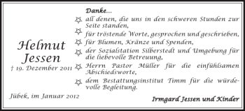 Traueranzeige von Helmut Jessen von Schleswiger Nachrichten