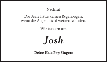 Traueranzeige von Josh  von Nordfriesland Tageblatt