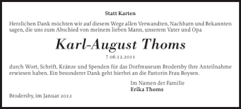 Traueranzeige von Karl-August Thoms von Schleswiger Nachrichten