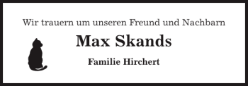 Traueranzeige von Max Skands von Sylter Rundschau