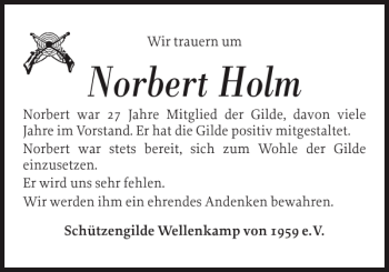 Traueranzeige von Norbert Holm von Norddeutsche Rundschau