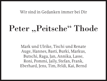 Traueranzeige von Peter Peitsche Thode von Eckernförder Zeitung