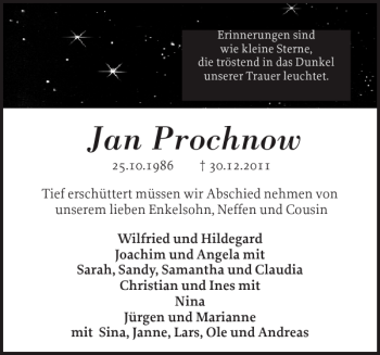 Traueranzeige von Prochnow  von Schleswiger Nachrichten