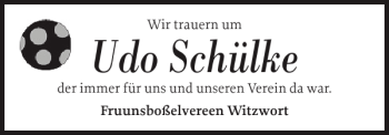 Traueranzeige von Udo Schülke von Husumer Nachrichten