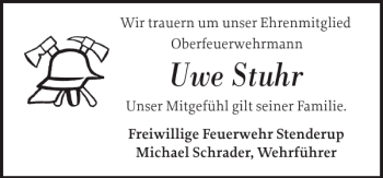 Traueranzeige von Uwe Stuhr von Schlei-Bote