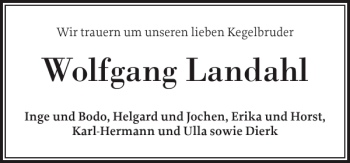 Traueranzeige von Wolfgang Landahl von Elmshorner Nachrichten