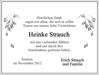 Traueranzeige von Itzehoe im um und getröstet haben  von Norddeutsche Rundschau