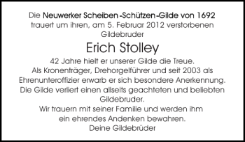 Traueranzeige von Erich Stolley von Eckernförder Zeitung