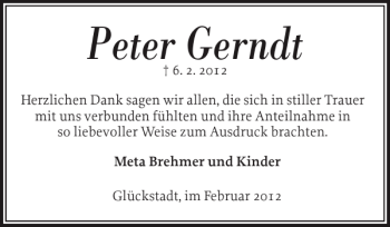 Traueranzeige von Peter Gerndt von Norddeutsche Rundschau