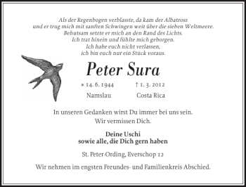 Traueranzeige von Peter Sura von Husumer Nachrichten