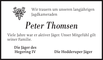 Traueranzeige von Peter Thomsen von Flensburger Tageblatt