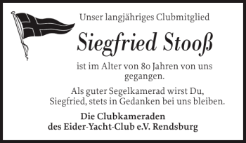 Traueranzeige von Siegfried Stooß von Landeszeitung