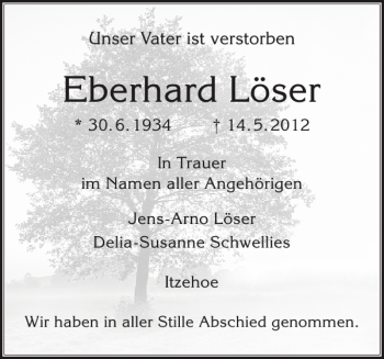 Traueranzeige von Eberhard Löser von Norddeutsche Rundschau