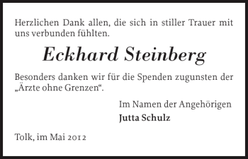 Traueranzeige von Eckhard Steinberg von Schleswiger Nachrichten