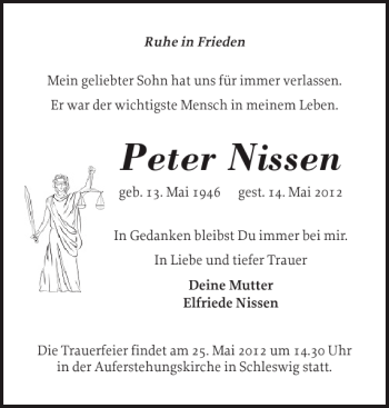 Traueranzeige von Peter Nissen von Holsteinischer Courier