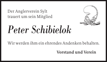 Traueranzeige von Peter Schibielok von Sylter Rundschau