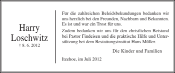 Traueranzeige von Harry Loschwitz von Norddeutsche Rundschau