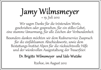 Traueranzeige von Itzehoe im Aug st von Norddeutsche Rundschau