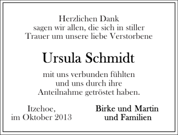 Traueranzeige von Itzehoe im um und getröstet haben  von Norddeutsche Rundschau