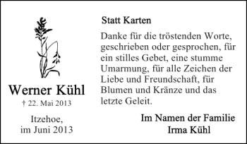 Traueranzeige von Itzehoe  von Norddeutsche Rundschau