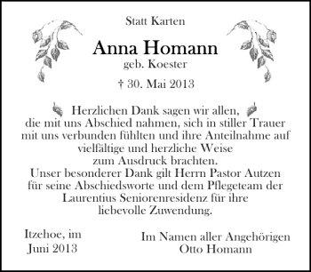 Traueranzeige von Itzehoe im von Norddeutsche Rundschau
