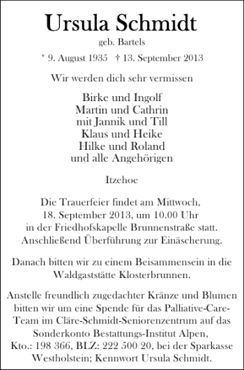 Traueranzeige von Itzehoe  von Norddeutsche Rundschau