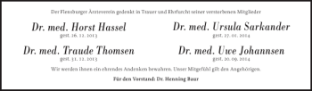Traueranzeige von Flensburger Ärzteverein von Flensburger Tageblatt