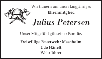 Traueranzeige von Julius Petersen von Schlei-Bote
