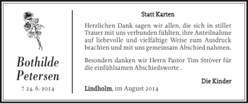 Traueranzeige von Bothilde Petersen von Husumer Nachrichten