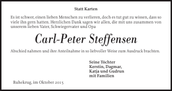 Traueranzeige von Carl-Peter Steffensen von Flensburger Tageblatt