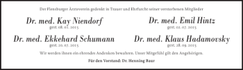 Traueranzeige von Flensburger Ärzteverein von Flensburger Tageblatt
