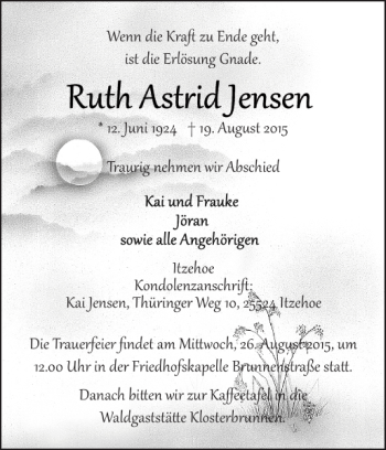 Traueranzeige von Itzehoe  von Norddeutsche Rundschau