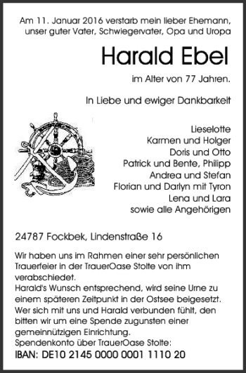 Traueranzeige von und Fockbek Lindenstraße von Landeszeitung