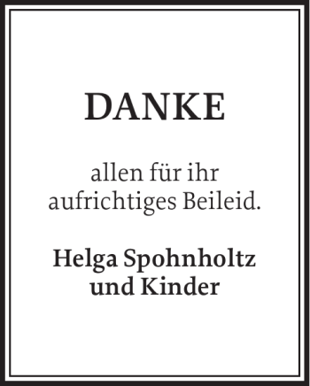 Traueranzeige von für aufrichtiges Beileid von Holsteinischer Courier