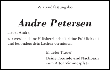 Traueranzeige von Andre Petersen von Schlei-Bote