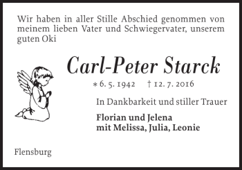 Traueranzeige von Carl-Peter Starck von Flensburger Tageblatt
