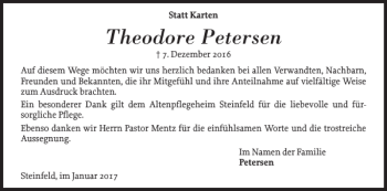 Traueranzeige von Theodore Petersen von Schleswiger Nachrichten