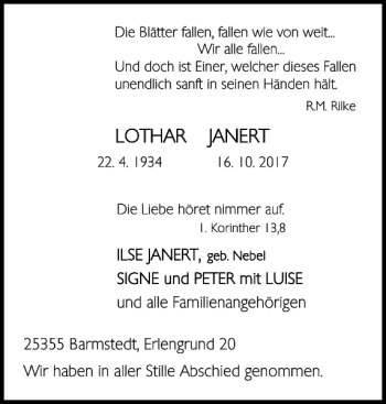 Traueranzeige von und Familienangehörigen Barmstedt Erlengrund haben von Elmshorner Nachrichten