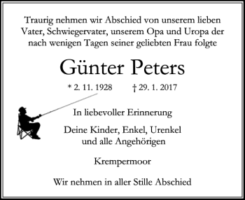 Traueranzeige von Günter Peters von Norddeutsche Rundschau